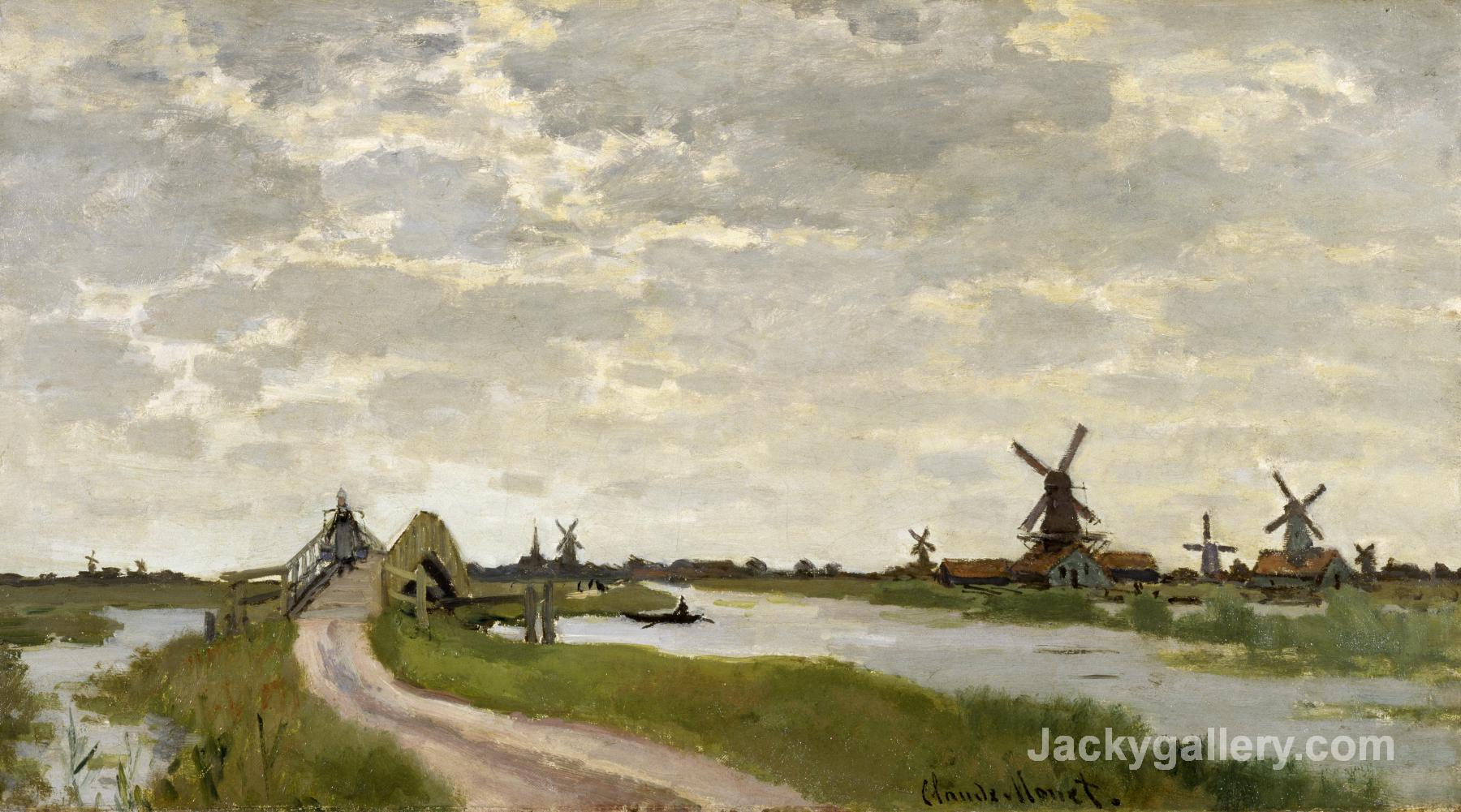 Windmills at Haaldersbroek, Zaandam by Claude Monet paintings reproduction